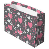 Roze & grijze harten cadeautas (Achterkant Gekanteld)