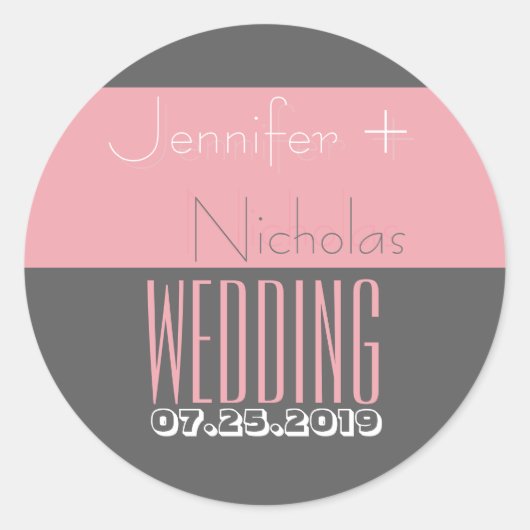 Roze | Grijze hedendaagse typografie Ronde Sticker (Voorkant)