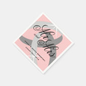 Roze grijze heer en mevrouw trouwring servetten (Hoek)