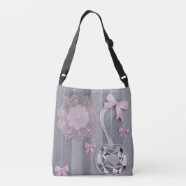 Roze & grijze huwdcadeau Crystal Grey AI-kunst Crossbody Tas