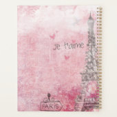  roze grijze Je T'aime Eiffeltoren Planner (Achterkant)