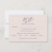 Roze & Grijze Kalligrafie RSVP Bruiloft Antwoord K Kaart (Voorkant)