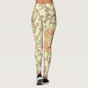  roze grijze kunstwerk botanische flora leggings