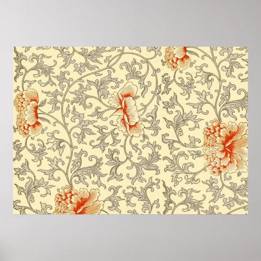  roze grijze kunstwerk botanische flora poster (Voorkant)