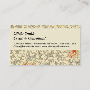  roze grijze kunstwerk botanische flora visitekaartje