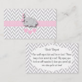 Roze grijze lephant Baby shower Book Request Informatiekaartje (Voorkant / Achterkant)