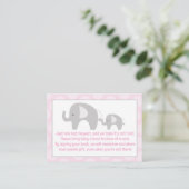 Roze grijze lephant Enclosure Book Request Cards Informatiekaartje (Staand voorkant)