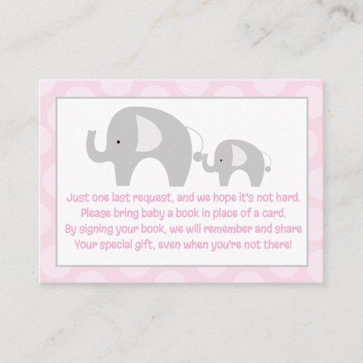 Roze grijze lephant Enclosure Book Request Cards Informatiekaartje (Voorkant)