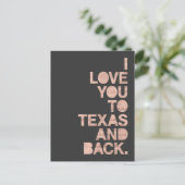 Roze grijze liefde voor Texas en Briefkaart achter (Staand voorkant)