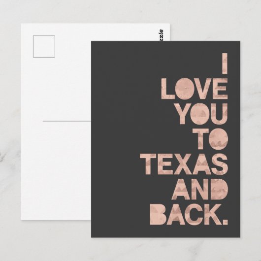 Roze grijze liefde voor Texas en Briefkaart achter (Voorkant / Achterkant)