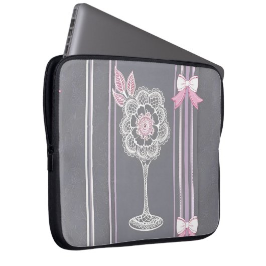 Roze & grijze lucht kunst laptop sleeve (Voorkant Rechts)