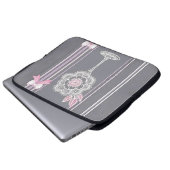 Roze & grijze lucht kunst laptop sleeve (Voorkant onderkant)