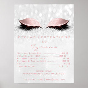 Roze Grijze Make-up Ogen Wimpers Extensie Prijslij Poster