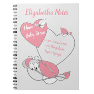 Roze grijze malse rups babybrein notitieboek