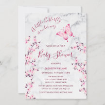 Roze grijze marmer Butterfly | MeisjesBaby shower