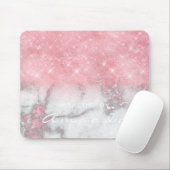Roze grijze marmer Sparkly Glitter Branding Beauty Muismat (Met muis)