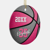 roze grijze meiden spelen basketbal keramisch ornament (Rechts)