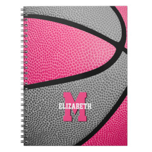 roze grijze meisjes monogrammen basketbal notitieboek