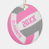 roze grijze meisjes spelen keepaardvolleybal keramisch ornament (Links)