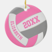 roze grijze meisjes spelen keepaardvolleybal keramisch ornament (Achterkant)