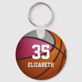roze grijze meisjes sporten realistische basketbal sleutelhanger (Voorkant)