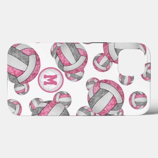 Roze grijze meisjes volleybalkenpatrooncadeaus Case-Mate iPhone case (Achterkant (horizontaal))