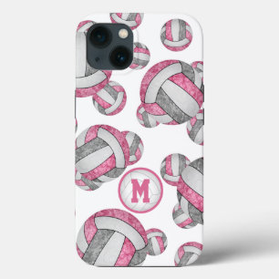Roze grijze meisjes volleybalkenpatrooncadeaus Case-Mate iPhone case