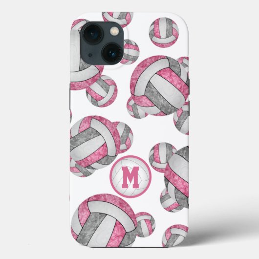 Roze grijze meisjes volleybalkenpatrooncadeaus Case-Mate iPhone case (Achterkant)