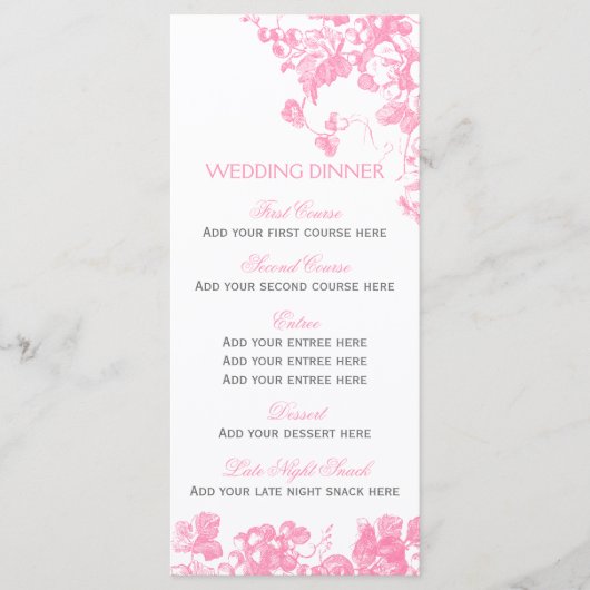 Roze grijze menu voor het diner voor de sjabloon v (Voorkant)