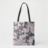 Roze grijze militaire stenen met uw Monogram Tote Bag (Voorkant)