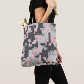 Roze grijze militaire stenen met uw Monogram Tote Bag (Dichtbij)