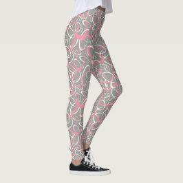 Roze grijze mod retro lussen geometrisch patroon leggings