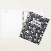 Roze grijze moderne abstracte bloemen planner (Display)