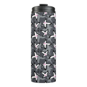 Roze grijze moderne abstracte bloemen thermosbeker