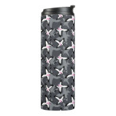 Roze grijze moderne abstracte bloemen thermosbeker (Gedraaid links)