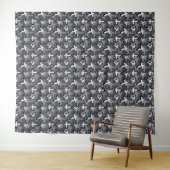 Roze grijze moderne abstracte bloemen wandkleed (In Situ (horizontaal))