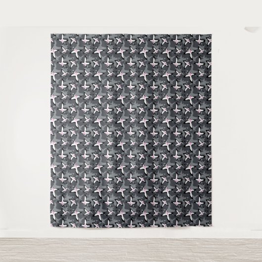 Roze grijze moderne abstracte bloemen wandkleed (Voorkant)