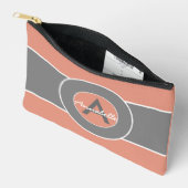Roze grijze monogram op maat etui (Open)