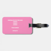 roze grijze monogrammen volleybalzak bagagelabel (Achterkant horizontaal)