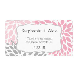 Roze & Grijze Mum Waterfles Favor- pas het aan! Etiket