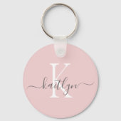 Roze grijze naam initiaal monogram sleutelhanger (Achterkant)