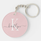 Roze grijze naam initiaal monogram sleutelhanger (Achterkant)