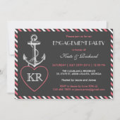 Roze grijze Nautical Anchor Engagement Party nodig Kaart (Voorkant)