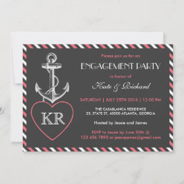 Roze grijze Nautical Anchor Engagement Party nodig Kaart