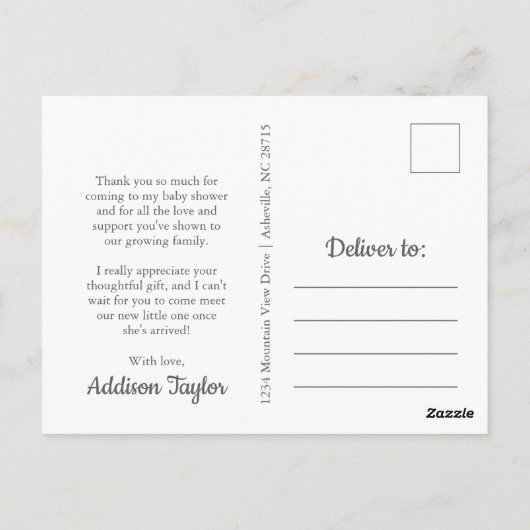 Roze grijze olifant Baby shower Dank u Briefkaart (Achterkant)