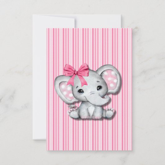 Roze Grijze Olifant Baby shower Dank u Kaarten (Achterkant)
