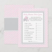 Roze & Grijze Olifant Baby shower Guess Prijs Spel Uitnodiging Briefkaart (Voorkant / Achterkant)