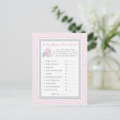 Roze & Grijze Olifant Baby shower Guess Prijs Spel Uitnodiging Briefkaart (Staand voorkant)