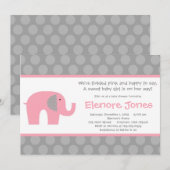 Roze grijze olifant Baby shower Kaart (Voorkant / Achterkant)