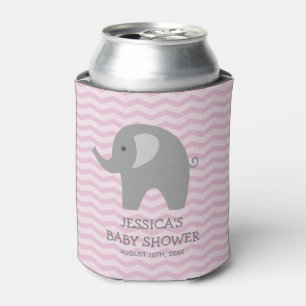 Roze grijze olifant baby shower koelbox blikjeskoeler